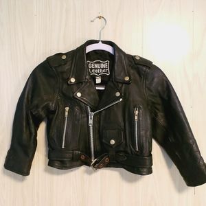 Vintage Kids Genuine Leather Moto- Biker Jacket